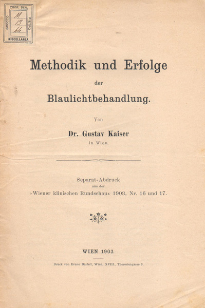 Methodik und erfolge der blaulichtbehandlung