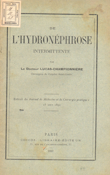 De l'hydronéphrose intermittente