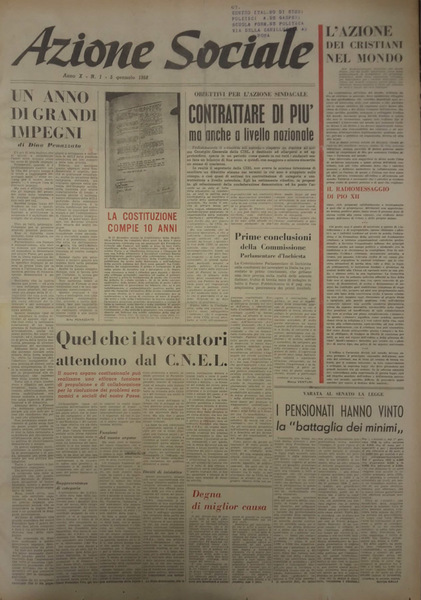 Azione sociale anno X (dal n°1 al n°52 del 1958)