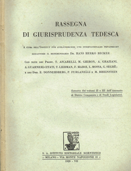 RASSEGNA DI GIURISPRUDENZA TEDESCA
