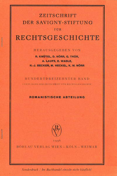 Zeitschrift der savigny-stiftung fur rechtsgeschichte