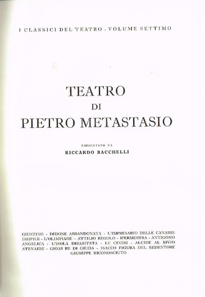 TEATRO DI PIETRO METASTASIO