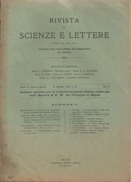 Rivista di Scienze e Lettere - Numero speciale per la …