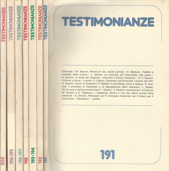 Testimonianze Anno XX- annata completa