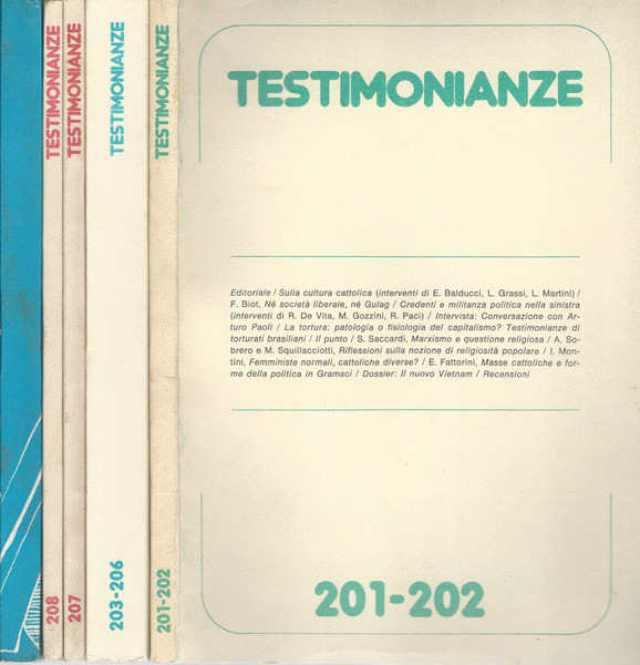 Testimonianze Anno XXI- annata completa