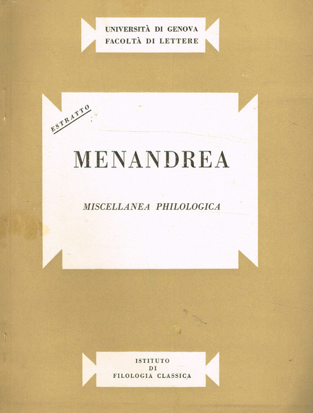 MENANDREA. MISCELLANEA PHILOLOGICA
