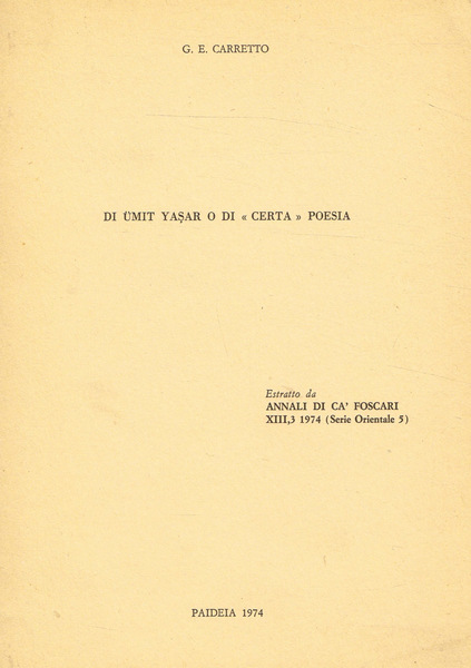 DI UMIT YASAR O DI CERTA POESIA