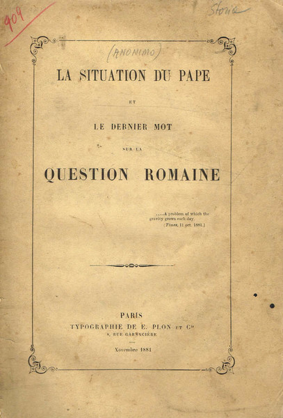La situation du Pape et le dernier mot sur la …