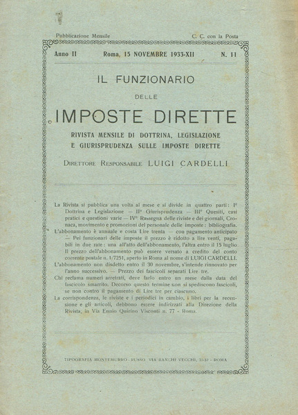 Il funzionario delle imposte dirette. Rivista mensile di dottrina, legislazione …