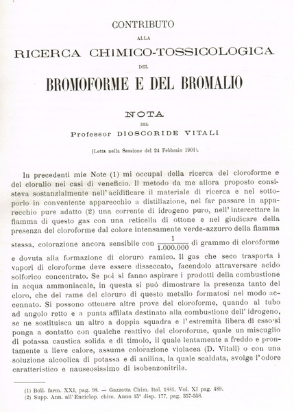 Contributo alla ricerca chimico-tossicologica del Bromoforme e del Bromalio