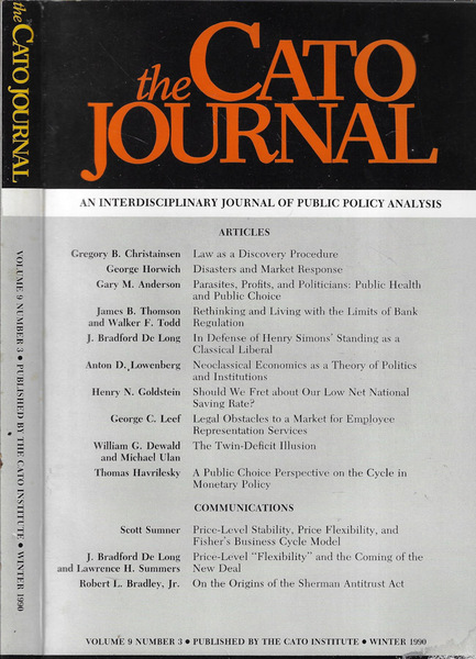 The cato journal volume 9 n. 3 winter 1990