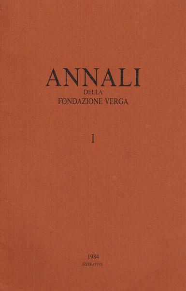 ANNALI DELLA FONDAZIONE VERGA N.1