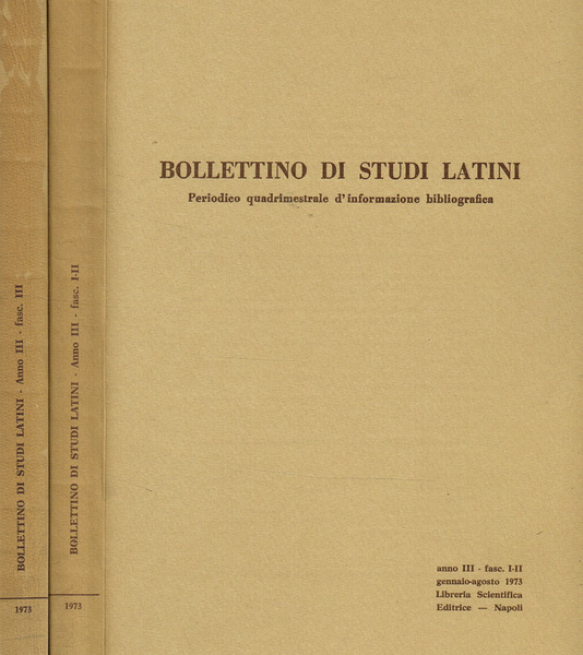 BOLLETTINO DI STUDI LATINI anno III