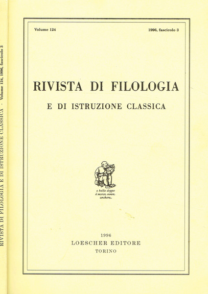 RIVISTA DI FILOLOGIA E I ISTRUZIONE CLASSICA vol. 124 fasc.3