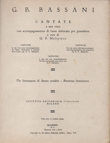 Per lontananza di donna crudele - Amorosa lontananza