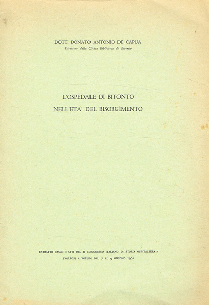 L'ospedale di Bitonto nell'età del Risorgimento