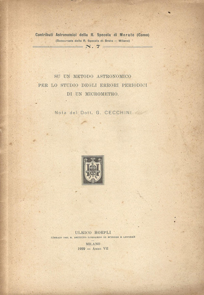 Su un metodo astronomico per lo studio degli errori periodici …