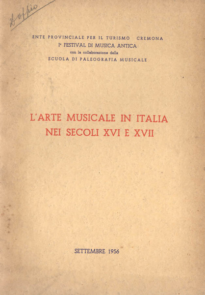 L'arte musicale in italia nei secoli XVI e XVII