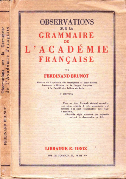 OBSERVATIONS SUR LA GRAMMAIRE DE L'ACCADEMIE FRANCAISE