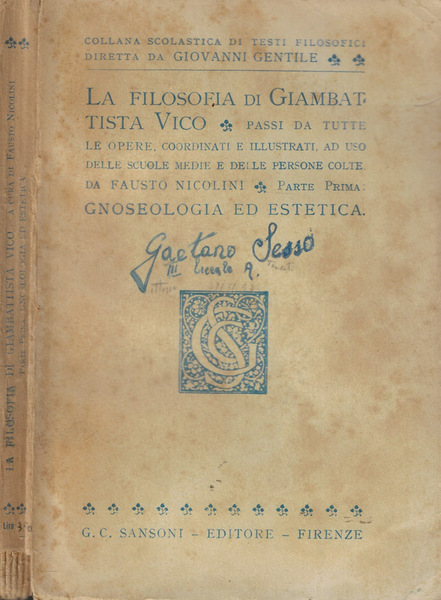 La filosofia di Giambattista Vico Parte prima-