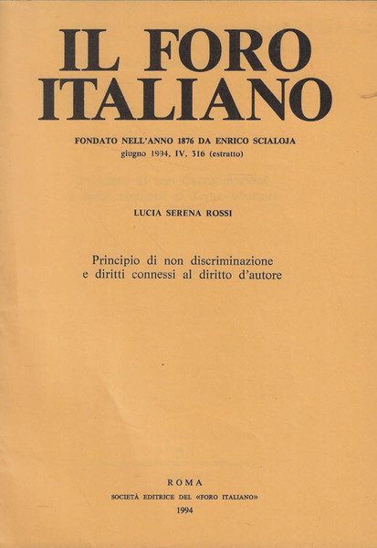 Principio di non discriminazione e diritti connessi al diritto d'autore