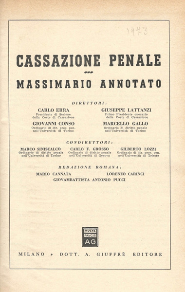 Cassazione Penale anno XIII