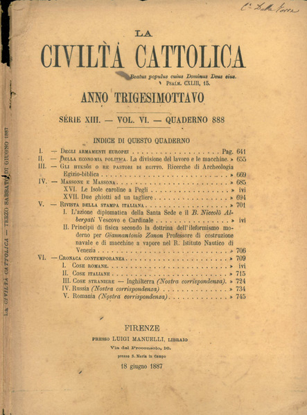 La Civiltà Cattolica 1887