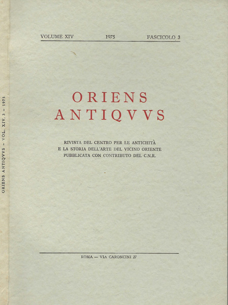 Oriens Antiquus Volume XIV 1975 fascicolo 3