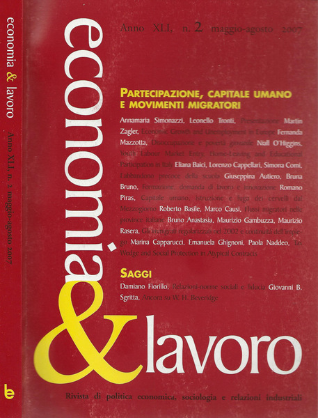 Economia e Lavoro Anno XLI, n. 2 2007