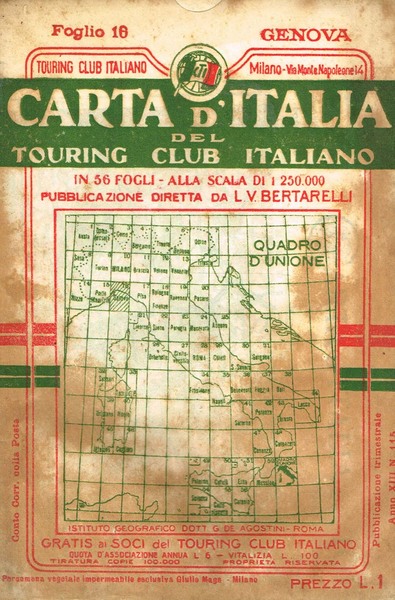 GENOVA FOGLIO 16 CARTA D'ITALIA DEL TOURING CLUB