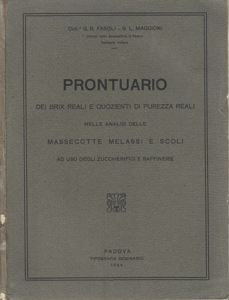 Prontuario dei brix reali e quozienti di purezza reali nelle …