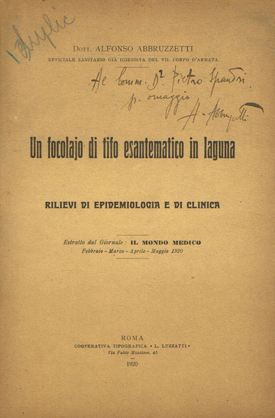 Un focolaio di tifo esantematico in laguna. Rilievi di epidemiologia …