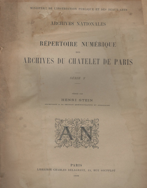 Repertoire numerique des archives du chatelet de Paris, serie Y