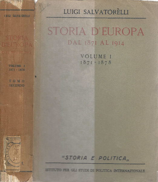 Storia d'Europa dal 1871 al 1914. Vol. I, tomo II