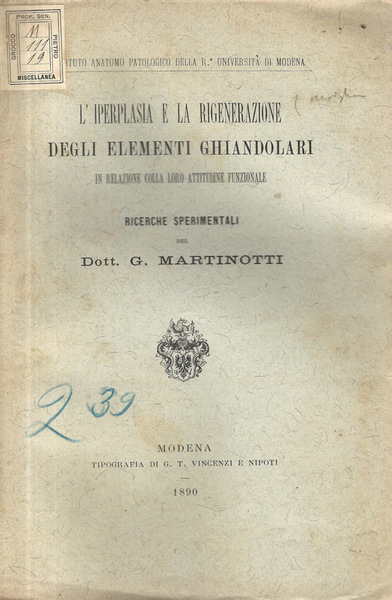 L'iperplasia e la rigenerazione degli elementi ghiandolari in relazione colla …