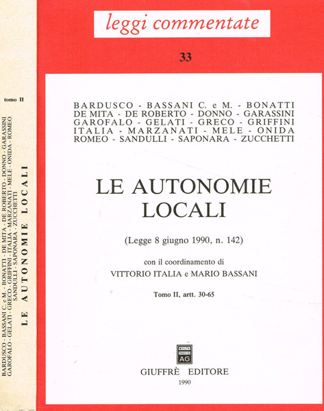 Le autonomie locali (Legge 8 giugno 1990, n.142). Tomo II, …