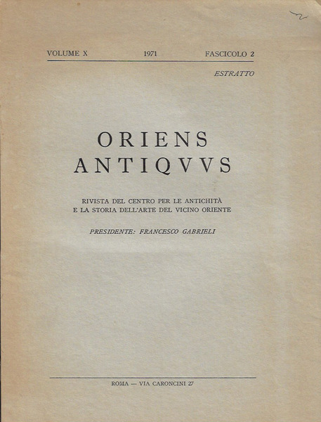 Oriens Antiquus, vol. X, fascicolo 2, 1971