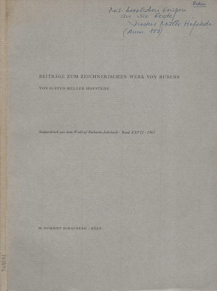 Beitrage zum zeichnerischen werk von Rubens (Sonderdruck aus dem Wallraf-Richratz-Jahrbuch …