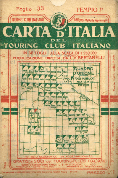 Carta d'Italia. Foglio 33 Tempio Pausania