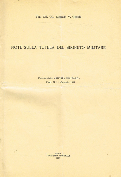 Note sulla tutela del segreto militare