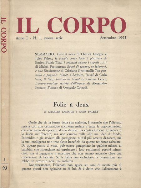 Il Corpo. Rivista trimestrale - Anno 1 - N. 1 …
