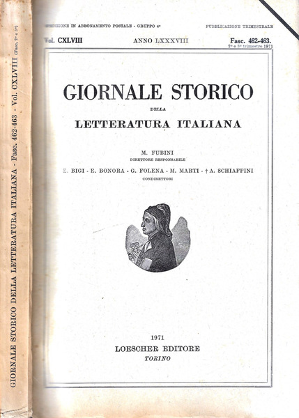 Giornale storico della letteratura italiana Anno 1971 n. 462-463