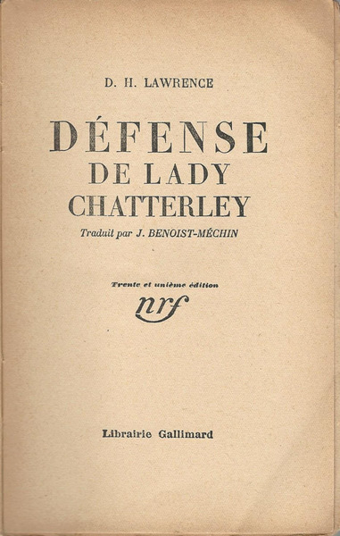 Défense de Lady Chatterley