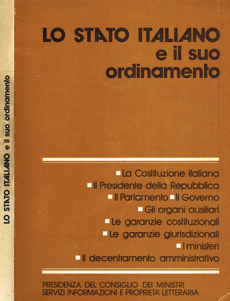 Lo stato italiano e il suo ordinamento