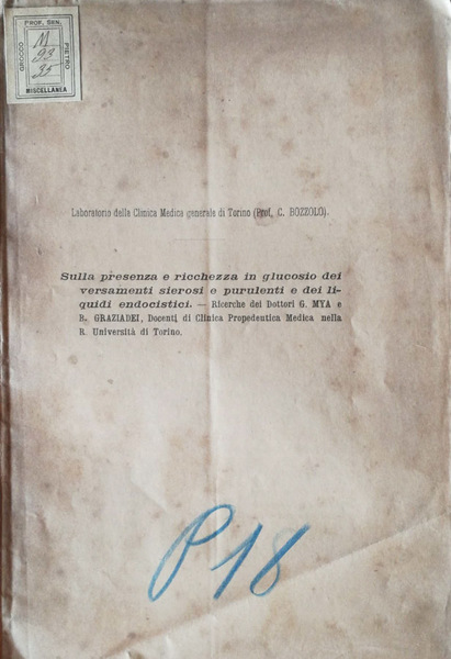 Sulla presenza e ricchezza in glucosio dei versamenti sierosi e …