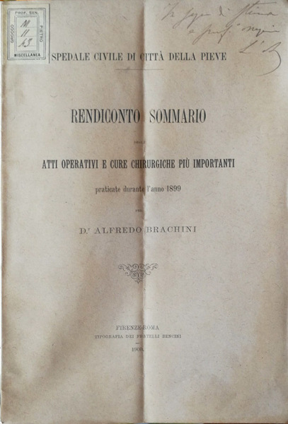 Rendiconto sommario degli atti operativi e cure chirurgiche più importanti