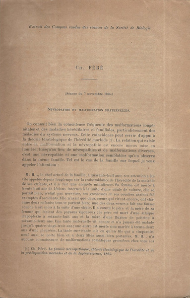 Neuropathie et malformation Fraternelles