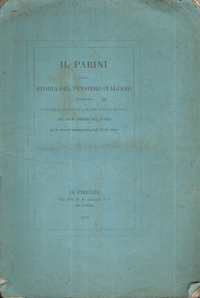 Il Parini nella storia del pensiero Italiano