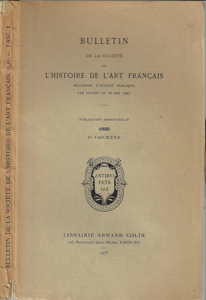Bulletin de la Société de l'Histoire de l'Art français 1935-I …