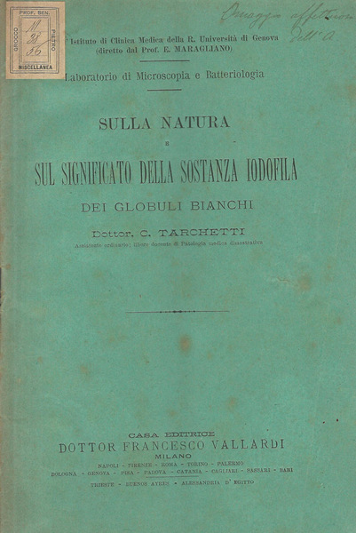 Sulla natura e sul significato della sostanza iodofila dei globuli …